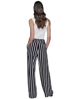 Karl Lagerfeld Paris Women's Striped Pull-On Pants