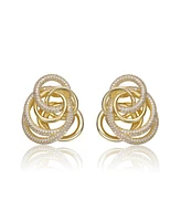 14k Gold Plated Multiple Eternity Circle Love Knot Stud Earrings