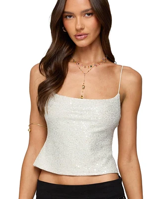 Edikted Women's Metallic & Sequin Textured Tank Top