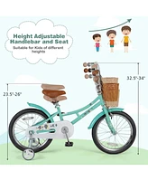 16/18 Inch Kids Bike with Training Wheels, 2 Brake System, and Adjustable Seat for Ages 4-8