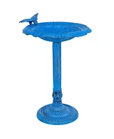 Garden Visitor Metal Bird Bath with Uv-Resistant Finish - Cast Aluminum Blue Patina 22.75" H
