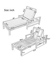 Mondawe Acacia Wood Adjustable Backrest Outdoor Lounge Chair, Suitable for Gardens, Terraces