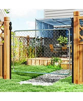 Outsunny Chain Link Fence Gate, Galvanized Steel Garden Gate