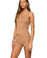 Edikted Women's Hasel Grommet Ribbed Tank Top