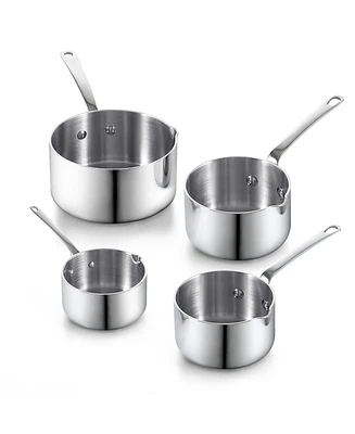 Cooks Standard 18/10 Stainless Steel Butter Warmer Pot Set, 0.15/0.29/0.46/0.68 Qt Multi-Ply Clad Small Sauce Pans, Mini Milk Butter Melting Pot with