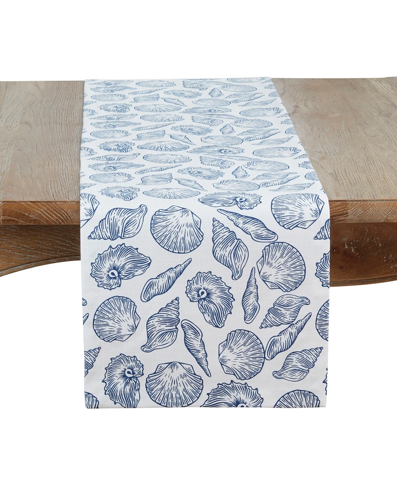 Saro Lifestyle Seaside Sea Shells Table Runner, 14 "x 72"