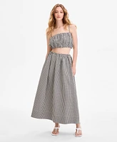 French Connection Women's Pull-On Gingham Midi Skirt