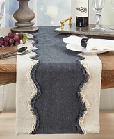 Saro Lifestyle Squiggle Fringed Table Runner, 16" x 72"
