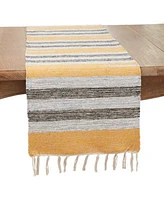 Saro Lifestyle Fringe Edge Striped Table Runner Collection