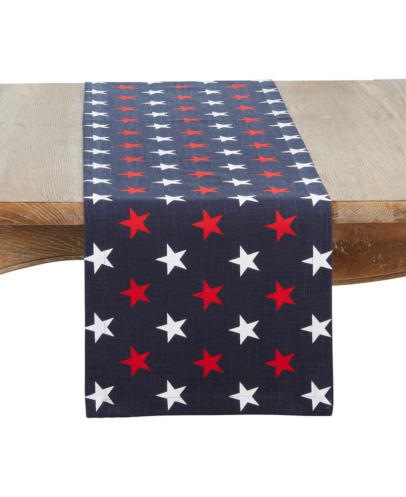 Saro Lifestyle Patriotic Americana Stars Table Runner, 14" x 72"
