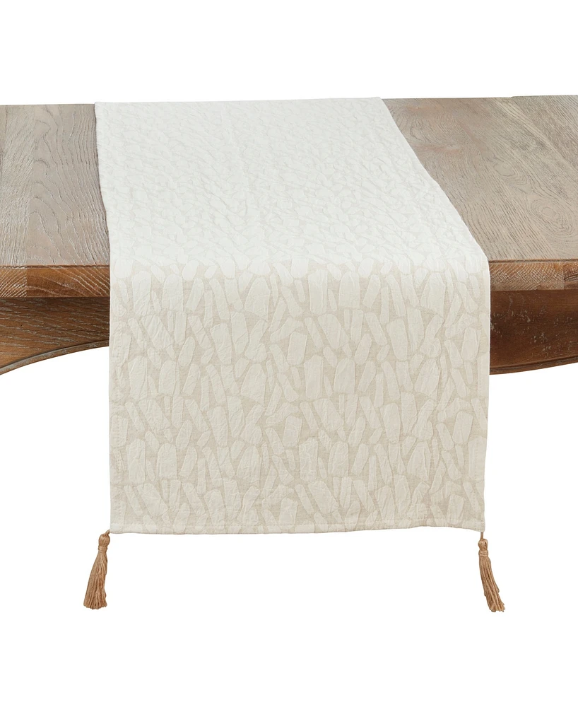 Saro Lifestyle Mixed Linen Jacquard Table Runner