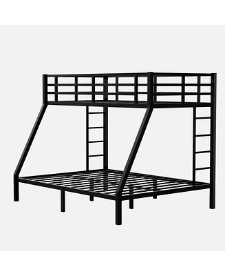 Metal Twin Xl over Queen Bunk Bed for Teens and Adults, Space-Saving/Noise Reduced/No Box Spring Needed