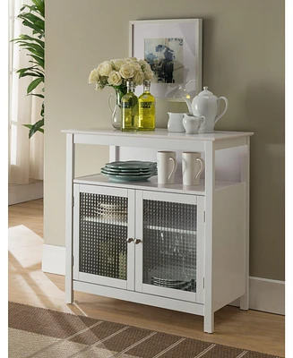 Kings Brand Furniture 2-Door Sideboard Buffet Storage Cabinet for Dining Room, Kitchen Accent Cabinet (White