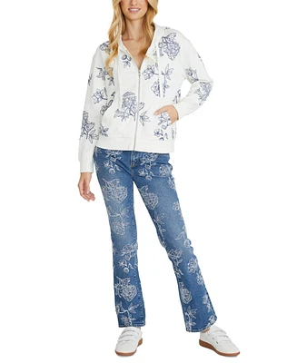Driftwood Women's Cotton Floral Zip Hoodie X Azur Etched