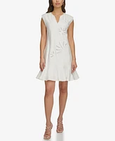 Dkny Women's Embroidered Pom-Pom-Trim Back-Cutout Dress