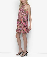 Dkny Women's Printed Sleeveless Pleated Mini Dress