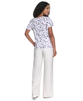 Calvin Klein Petite Printed Flutter-Sleeve Top
