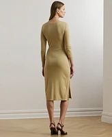 Lauren Ralph Women's Tie-Front Cotton-Blend Crewneck Dress