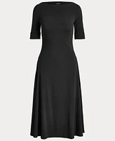 Lauren Ralph Women's Rib-Knit Stretch Cotton Midi Dress