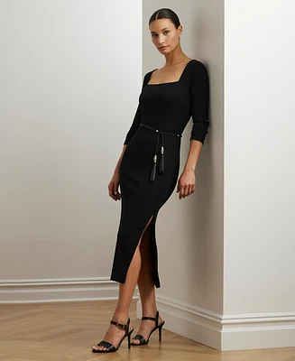 Lauren Ralph Women's Rib-Knit Long-Sleeve Midi Dress