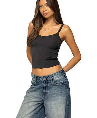 Edikted Women's Aspyn V Neck Ribbed Tank Top
