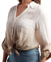 Bcx Juniors' Gauzy Dip-Dyed Shirt