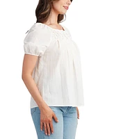 Bcx Juniors' Puckered-Yoke Puff-Sleeve Top