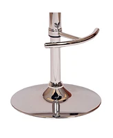 Low Back Adjustable Bar Stool – Faux Leather Seat with Chrome Finish