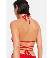 Lscn by Lascana Women's Shimmer Strappy Triangle Bikini Swimsuit Top