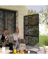 Outsunny Metal Outdoor Privacy Screen Outdoor Divider Trellis Bamboo