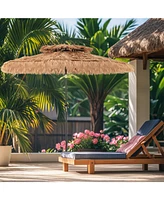 Gymax 8.8 Ft Hawaiian Style Umbrella Thatched Tiki Umbrella w/8 Ribs Sun-proof Fabric