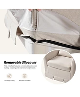 Terri Modern Slipcovered Swivel Armchair