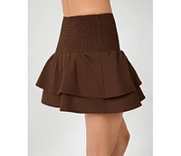 WeWoreWhat Women's Smocked Ruffle Mini Skirt