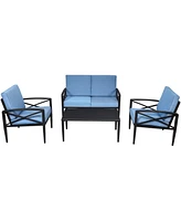 Gymax 4PCS Patio Sofa Conversation Set Outdoor Furniture Set Yard w/ Cushion