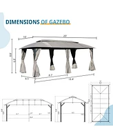 Gazebo 10x20FT, Outdoor Gazebo with Double Roofs, Privacy Curtains, Mosquito Nettings, Heavy Duty Metal Frame Party Tent Canopy for Patio, Backyard, D