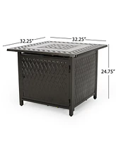 Convertible Aluminum Fire Pit Table with Built-in Propane Tank Space (32.25"W x 32.25"D
