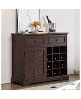 Espresso Farmhouse Liquor Cabinet with Removable Wine Racks