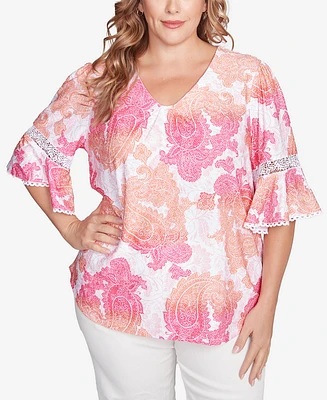 Ruby Rd. Plus Paisley Textured V-Neck Top