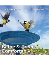 Backyard Beauty Metal Bird Bath with Uv-Resistant Finish - Cast Aluminum Blue Patina 18" H
