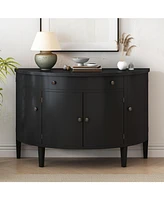 Curved Wood Storage Cabinet with Adjustable Shelves