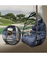 Indoor/Outdoor Uv-Resistant Egg Hammock Chair with Foldable Frame