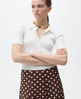 Mango Women's Flared Polka Dots Linen Skirts