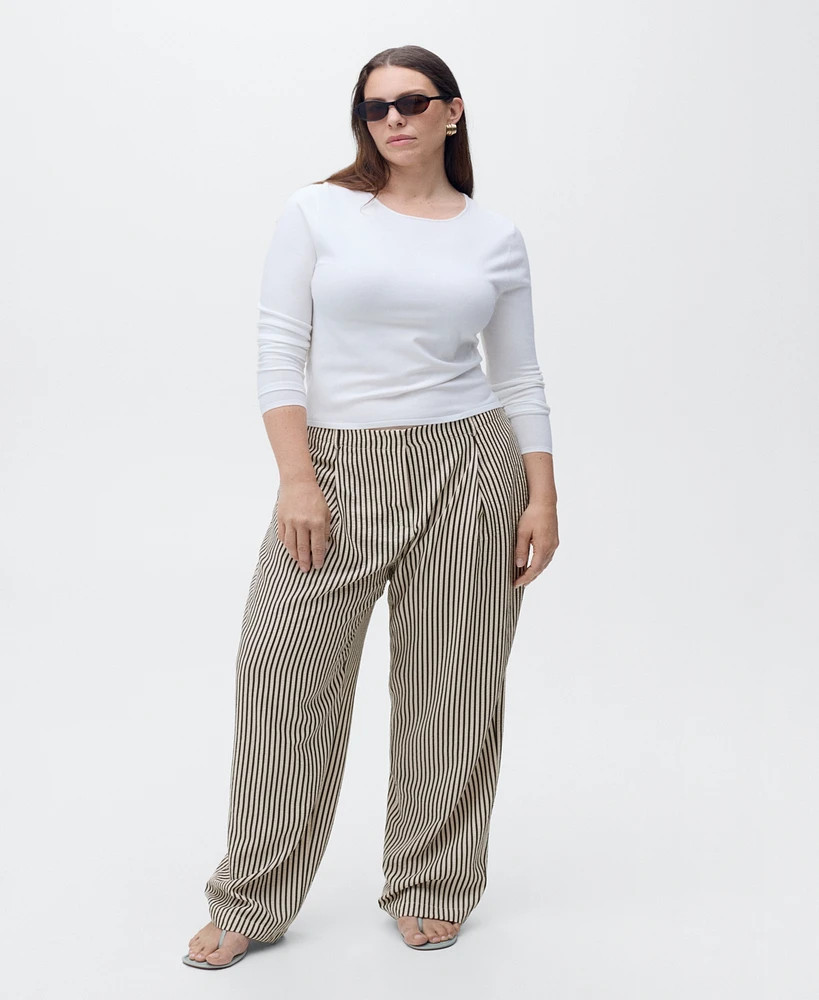 Mango Women's Texture Striped Pants