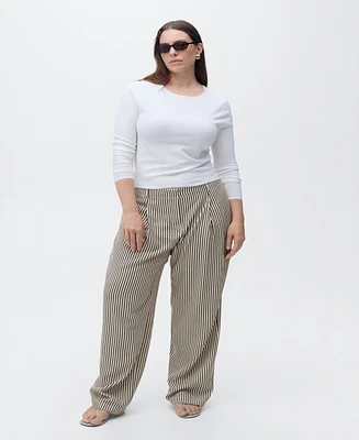 Mango Women's Texture Striped Pants