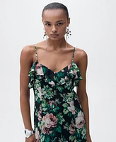 Mango Women's Ruffled Floral Print Dress