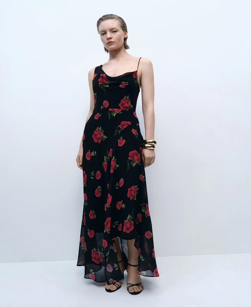 Mango Women's Long Floral-Print Dress