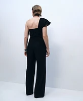 Mango Women's Draped Neckline Long Jumpsuit