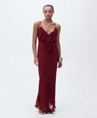 Mango Women's Ruffle Detail Chiffon Dress