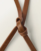 Mango Women's Flower Detail Thin Leather Belt