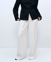 Mango Women's Pleated Wide Leg Suit Pants